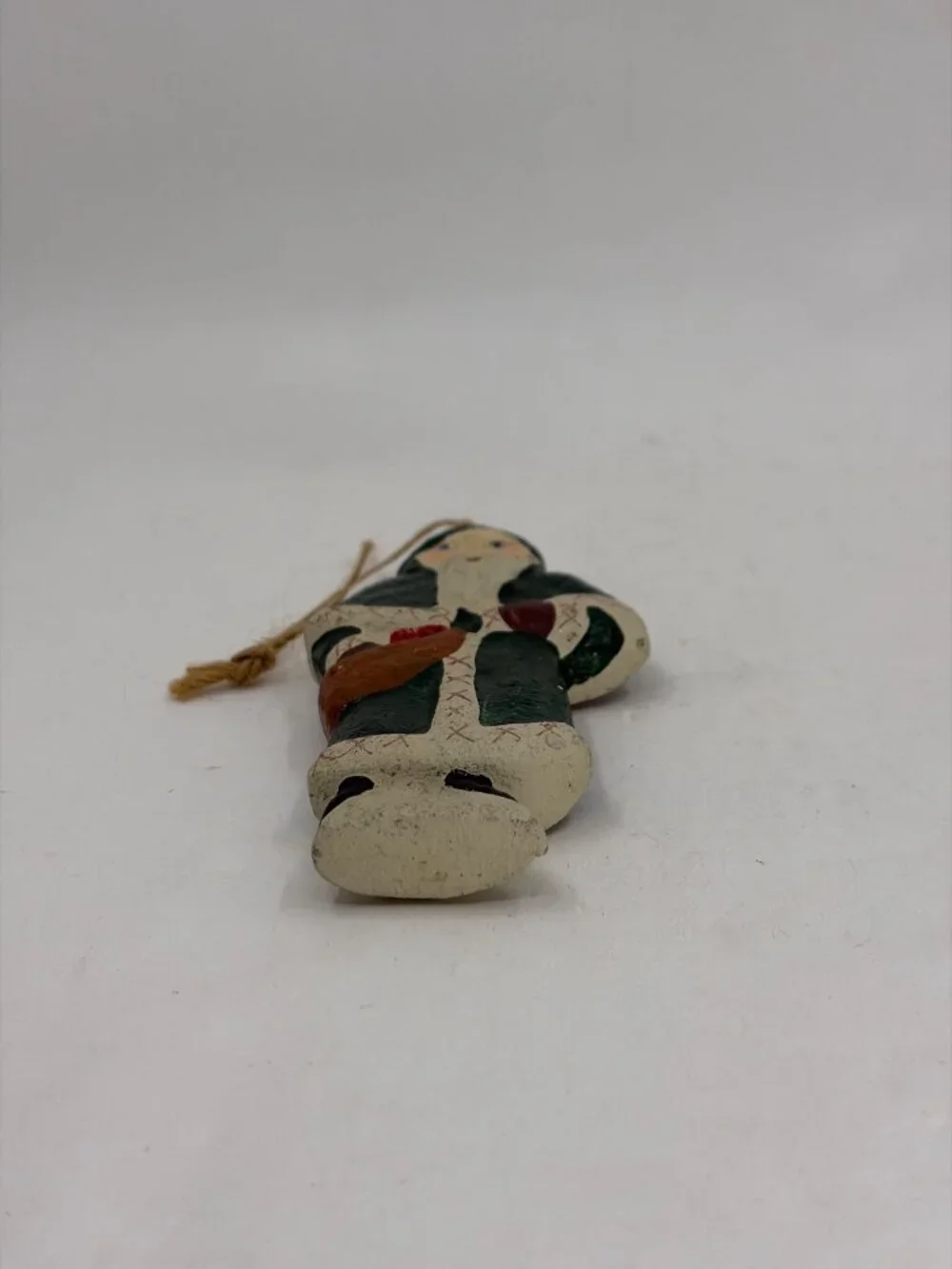 Vintage Green Santa Christmas Hanging Ornament Midwest Folk Art Western Style